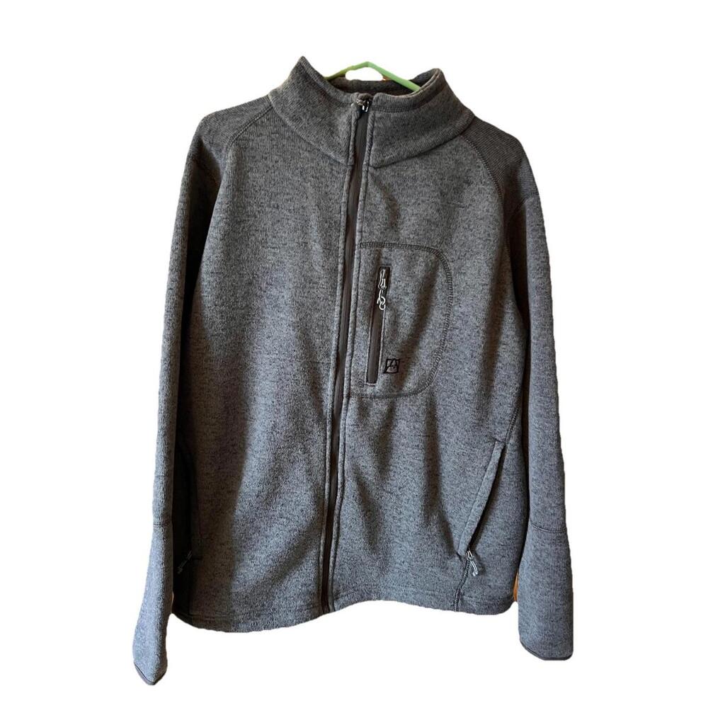Avalanche Outdoor Knit Thermal Fleece Full Zip Taupe Sweater Jacket Men’s XXL